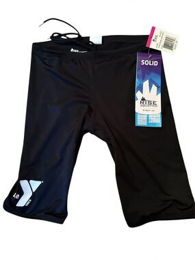 NWT Rise Aquatics Solid Black Swim Jammers size 26